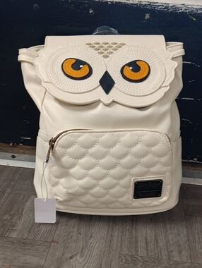 Loungefly Cream Owl Quilted Backpack with Amber Eyes